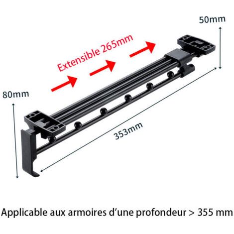 NALOOKAMIC  Porte Cintre Coulissant,Tringle Coulissante Penderie,Longueur 353 mm Tringle Coulissante Penderie,Tringle Penderie Escamotable