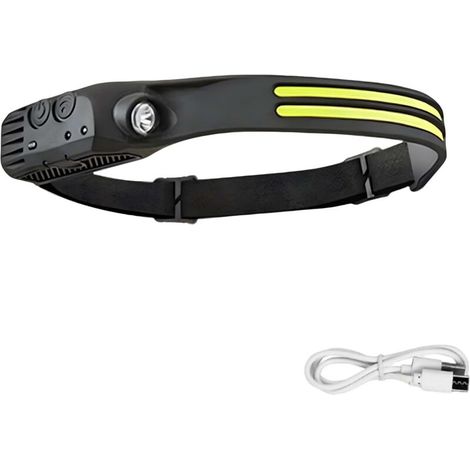 Lampe Frontale Rechargeable, LED avec détecteur de Mouvement, Bandeau Ajustable, étanche, idéale pour Le Camping, la Course à Pied et la randonnée (1/5)