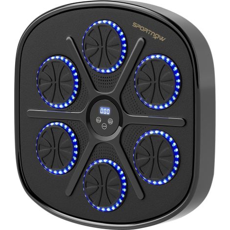 Macchina per boxe musicale, macchina per boxe elettronica Bluetooth con luci LED, musica, bersaglio per boxe da parete per adulti, allenamenti a casa, nero On-Site (1/5)