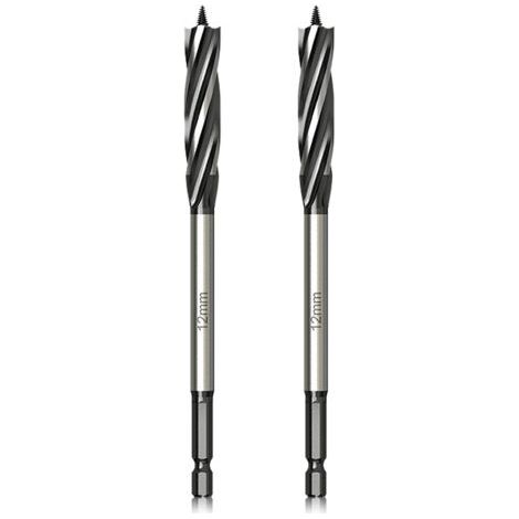 Punta da trapano professionale per legno, 12 mm x 165 mm x 2 pezzi, punta a coclea con punta pilota autoalimentante, punta da trapano con gambo esagonale da 1/4 di pollice per lavorazione del legno (1/4)
