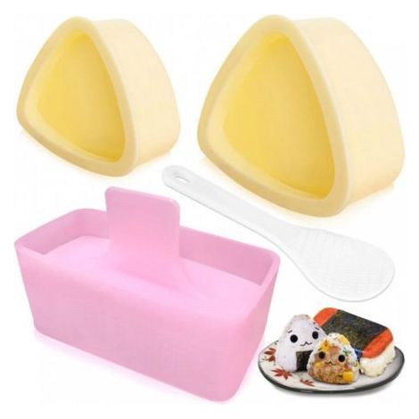 longziming - PP Sushi-Set - Rosa Schichten + Groot/Klein Driehoek gelb, Küchen- und Bento-Werkzeug für Kinder (1/5)