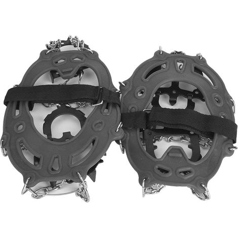 1 Paire Universel 14 Dents Antidérapant Crampons à Glace Poignées Chaussures Picots pour Randonnée Escalade Gris (1/5)