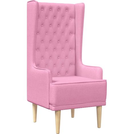 Silla de respaldo alto con capitoné con botones Rosa Tela vidaXL (1/5)