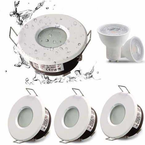 IP65 spot LED encastrable étanche, configuration de douille GU10, adapté aux spots de salle de bain et de cuisine (ampoule non incluse) Blanc Downlight découpe 75mm-LIAIKI
