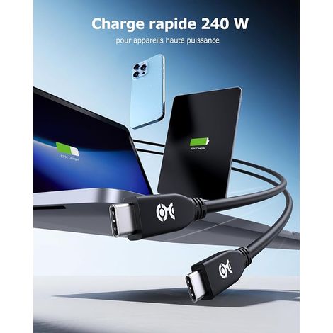Cable Matters Câble USB4 avec Données 40Gbit/s, 8K Video, PD240W, 2m (1/2)