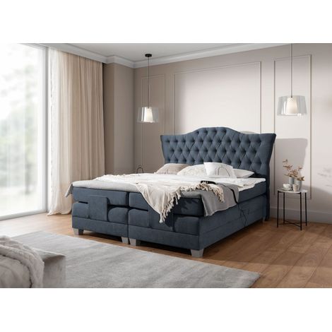 Boxspringbett Elektrisch Bett FAUSTO 120x200cm in Stoff Wind Dunkelblau (1/5)