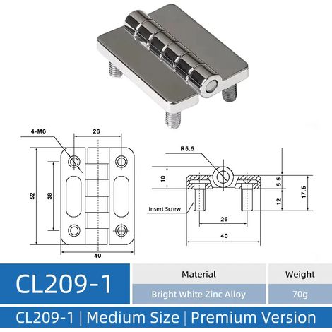 (CL209-1-ZABW-ZY) Charnière CL209 en acier inoxydable, charnière pour armoire industrielle, charnière pour armoire électrique en alliage de zinc (1/5)