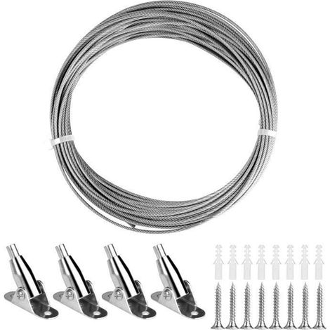 Câble en acier gainé PVC – 2 mm x 10 m – Inoxydable et résistant – Pour rideaux, bricolage et fixation (1/5)
