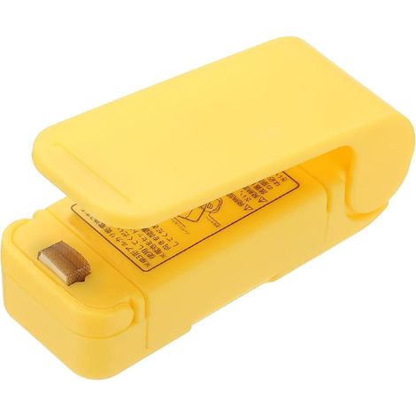 Mini machine à sceller portable, machine manuelle de mise sous vide des aliments, mini machine à sceller avec fermeture magnétique, idéale pour conserver les en-cas dans des sachets plastiques, jaune (1/5)