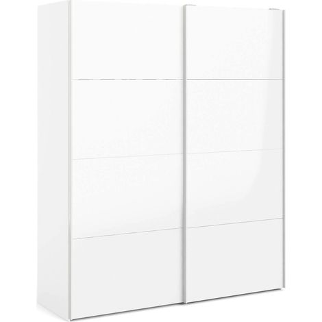 Dmora - Armario 2 puertas London, Muebles de dormitorio, Vestidor, Armario de ropa, 182x62 h220 cm, Blanco brillante