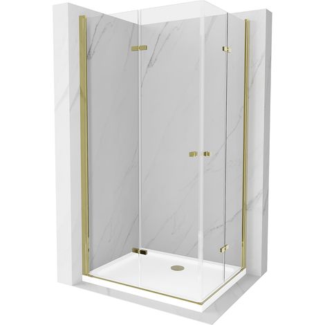 Mexen Lima Duo cabina doccia pieghevole 90 x 80 cm, trasparente, dorata + piatto doccia Flat - 856-090-080-50-02-4010G (1/5)