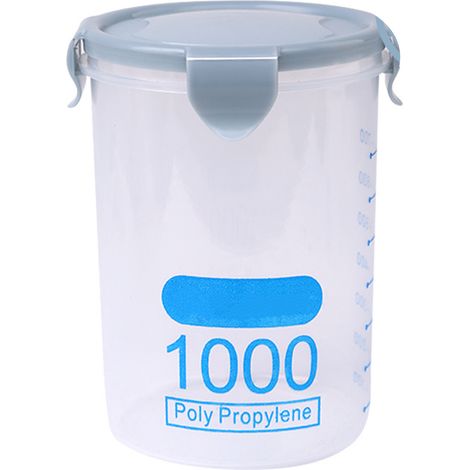 Food Storage Container 1000ml Plastic Stackable Airtight Cereal Dry Food Storage Jar for Kitchen Organization Blue