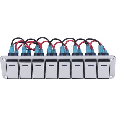 Panneau Interrupteurs 8 Fonctions 3 Broches LED Bleue Indicateur Toggle Marche Arrêt 12‑24V (1/5)