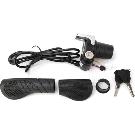 Guidon vélo électrique 36V avec accélérateur rotatif, écran LCD et verrou à clé, poignée twist pour VAE, compatible ebike, commande ergonomique