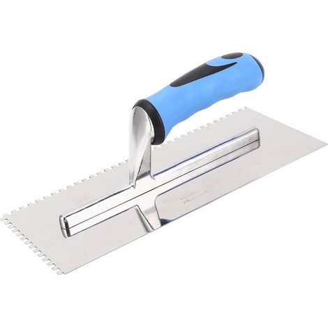 Truelle crantée carrée 4mm en acier inoxydable avec poignée caoutchouc pour pose carrelage béton maçonnerie ciment (1/5)