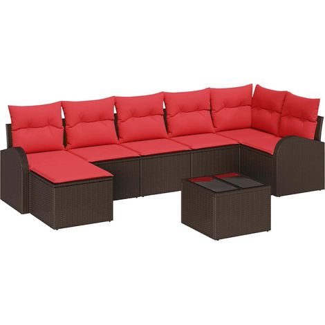 Maison Exclusive - Gartensofa-set mit Kissen 8 pcs Braun Poly Rat