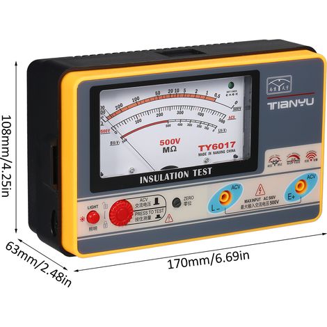 Testeur de résistance d'isolement numérique portable, mégohmmètre 0-1000 MΩ 500 V, instrument de mesure de haute précision (1/5)