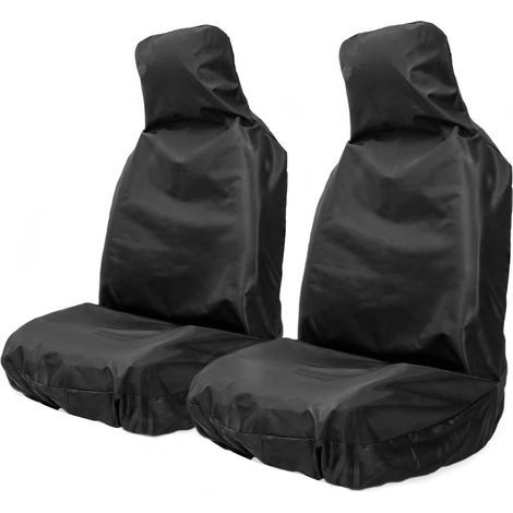 Ensemble de 2 housses de siège de voiture imperméables avant, housses de siège de voiture universelles, protections de siège de voiture en nylon robuste, noires (1/5)
