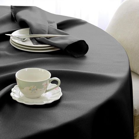 Nappe ronde lavable 240 cm Jacquard gris foncé hydrofuge