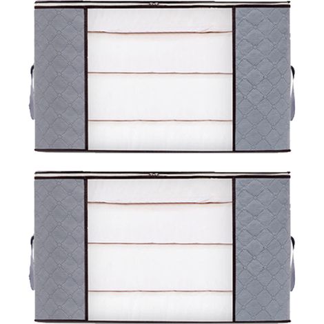 Grand sac de rangement avec couvercle d'emballage de déménagement non tissé 604035cm 2pcs Gris (1/5)