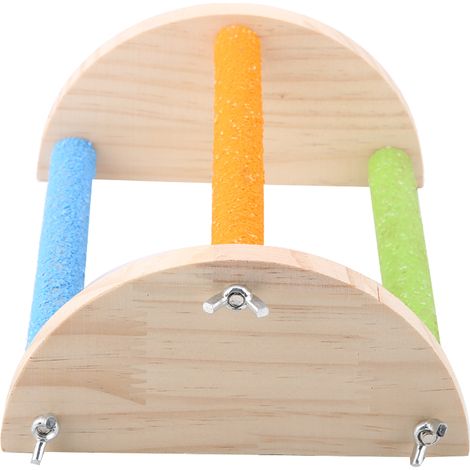 Perchoir en bois pour oiseaux, plateforme en bois naturel, support en bois, jouet pour oiseaux (demi-cercle) (1/5)