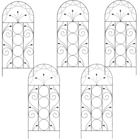 Set of 5 x Leaf Design Metal Trellis (120cm x 50cm)