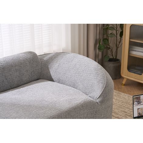 Canapé chaise longue non communiqué gris clair, sans montage, tissu chenille, 1 coussin MEUBLIV (1/5)