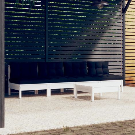 FIMEI Salon de jardin 5 pcs avec coussins anthracite Bois de pin (1/5)