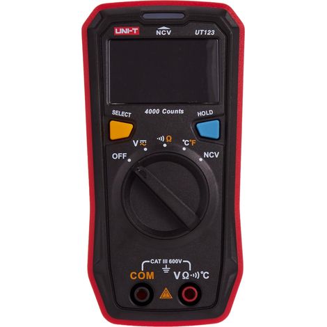 UT123 Taschenmultimeter für Privathaushalte, 600 V AC/DC, -40°C-300°C/-40°F-572°F