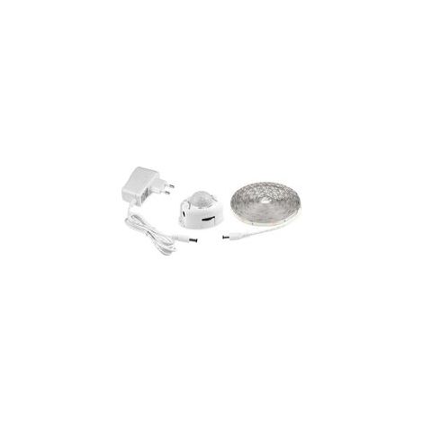 Ruban Led Avec Détecteur De Mouvements, Bande Led Flexible Autocollante,Étanche IP65 Avec Alimentation 12V Barre Lumineuse Pour Chambres, Salons, Cuisines, Armoires Et Décoration (5M, blanc) (1/4)