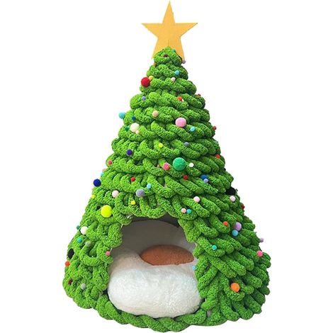 Maison Arbre De Noël pour Chat Kit Matériel Tente Intérieur Chaton Maison