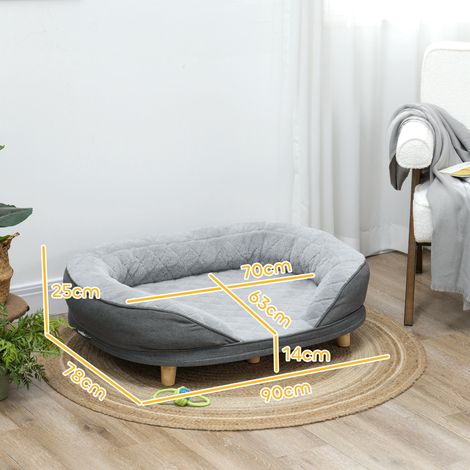 Hundebett für Hunde bis 25 kg, abnehmbarer Bezug, rutschfeste Füße, 90 x 78 x 25 cm, Grau (1/5)