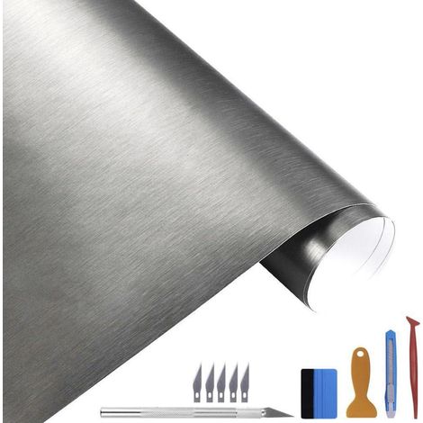 Graue Metallic Vinyl Folie gebürstet 30x300cm für Auto, Laptop, Möbel (1/5)