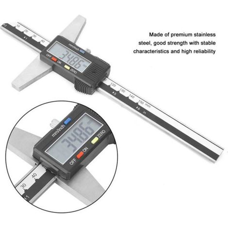 Jauge de Profondeur Numérique en Acier Inoxydable de Haute Précision Vernier Caliper Outil de Mesure 0-150mm 0.01mm (1/4)