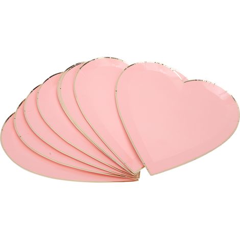 Lot de 8 assiettes en carton roses pour la fête des mères, la Saint-Valentin, les mariages et autres fêtes.