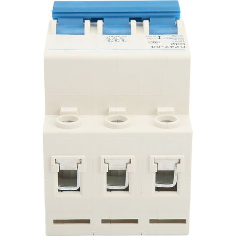 Disjoncteur miniature 3P DZ47-63 D32 32A 400V, rail DIN, protection surcharge court-circuit, PA66, coupure 6000A, logement bureau habitation (1/5)