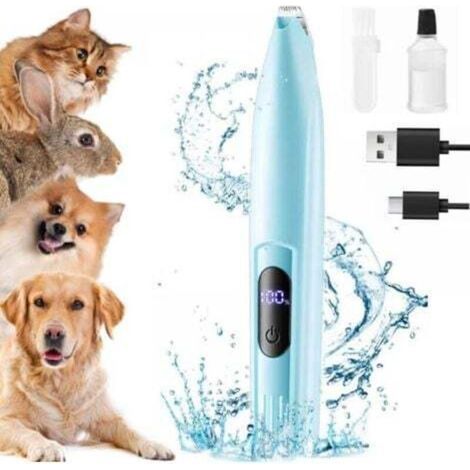 Hundeschermaschine, Hundetrimmer, Hunde- und Katzenscherer, geräuscharm, wasserdicht und wiederaufladbar, mit LED-Licht für Katzen und andere Tiere (Blau) (1/5)