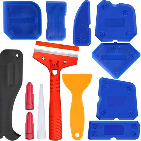 Kit de 13 pièces pour enlever le mastic plastique : spatule, grattoir, outils de finition pour colle à verre (1/5)