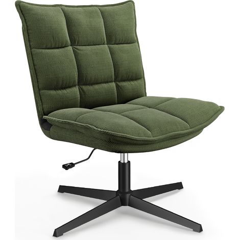 Homevive Silla de Oficina de Pana sin Reposabrazos con Asiento Ancho Sillón de salón sin reposabrazos, reclinable, 4 posiciones, altura regulable, sin ruedas, para salón, dormitorio (verde) (1/5)