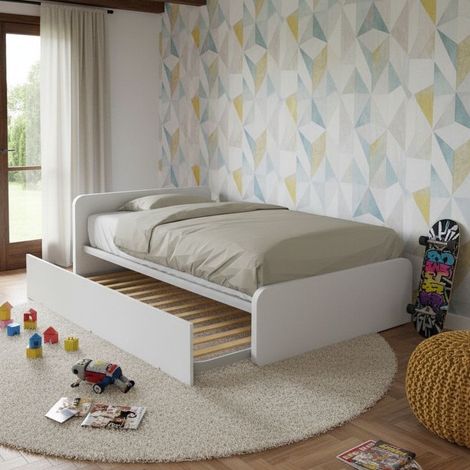 Letto 1 piazza e mezza con letto estraibile - Bianco