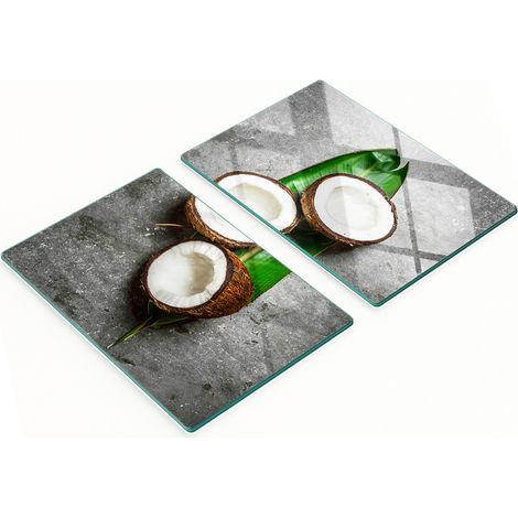 Küchenschneidebretter aus Glas mit Grafik „Halbe Kokosnuss“, 2 x 40 x 52 cm (1/5)