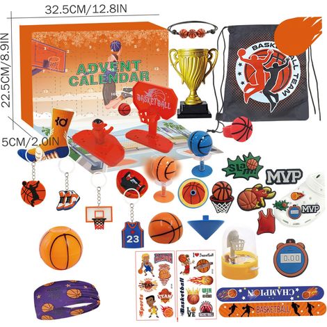 Calendario dell'Avvento di basket 2025, 24 giorni, comodo set di accessori natalizi per basket per ragazze adolescenti, ragazzi, sorpresa per le vacanze (1/3)