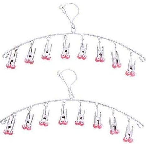 Lot de 2 étendoirs pliables avec 8 cintres, support de séchage sans trace gain de place (1/4)