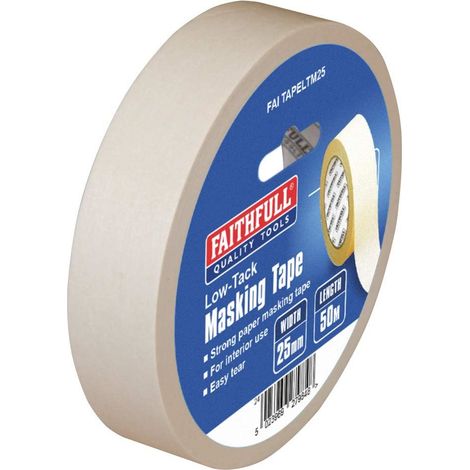 Faithfull 00542550TB Low Tack Masking Tape 25mm x 50m FAITAPELTM25