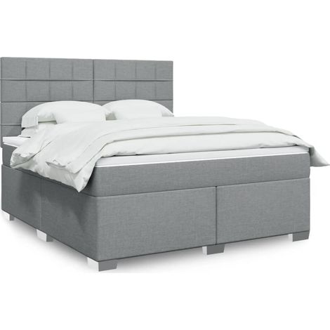Sommier à lattes de lit avec matelas Gris clair 180x200cm Tissu vidaXL (1/5)