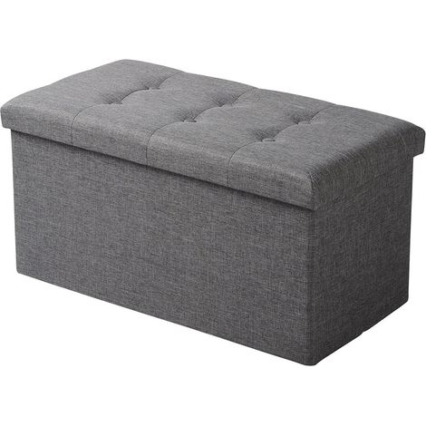 WOLTU Sitzhocker mit Stauraum Sitzbank faltbar Truhen Aufbewahrungsbox, Deckel abnehmbar, Gepolsterte Sitzfläche aus Leinen, 76x37,5x38 cm, Dunkelgrau (1/5)