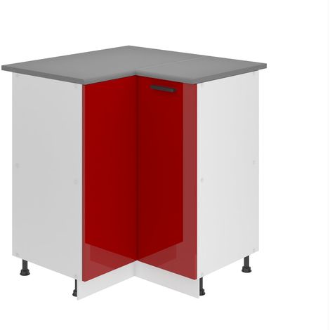 BELINI Meuble Cuisine Bas avec Plan de Travail SNP I Meubles de Cuisine - Taille: 90 x 90 x 85 cm I Meubles de Cuisine Angle - 1 Porte I Couleur : Rouge très Brillant (1/5)