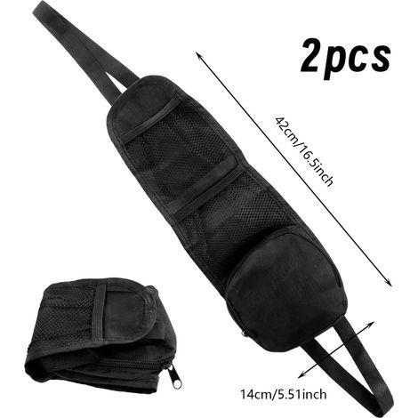 Organisateur de siège auto en 2 pièces, sac de rangement 42 x 14 cm, pour siège enfant, peut contenir téléphones portables, bouteilles et accessoires auto. (1/4)