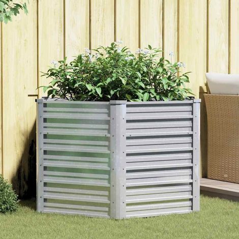 Garten-Hochbeet 129x77 cm Verzinkter Stahl Silber