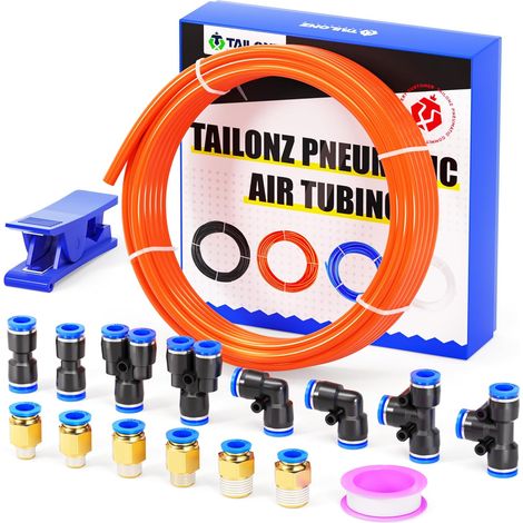 Orange 10mm OD 6.5mm ID Polyurethane PU Air Hose Tube Kit 10 Meter 32.8ft (1/5)